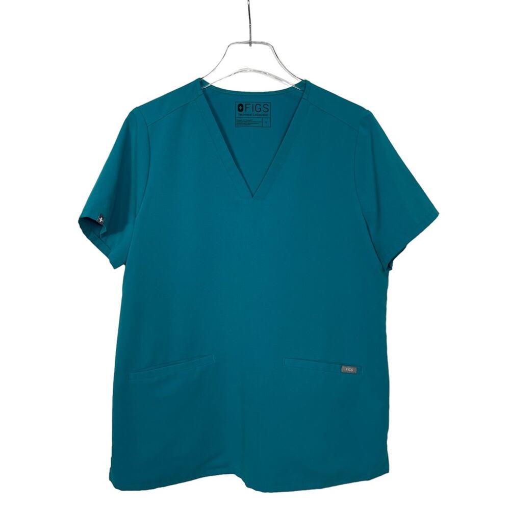 Figs Casma Three Pocket Scrub Top Green Size Large